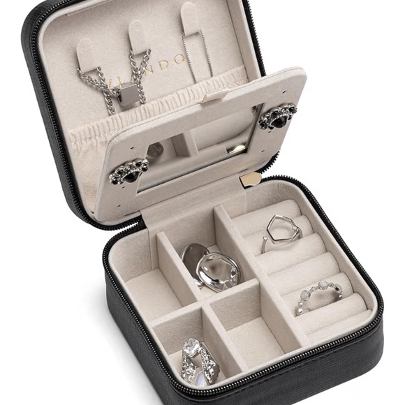 Luxury Mini Jewelry Organizer Box w/ Mirror | Travel Jewelry Case | NEW - Picture 2 of 2